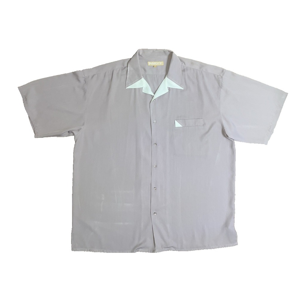 Inserch Vintage Mauve mens Shirt short sleeve button down Micro Polyester 3XL